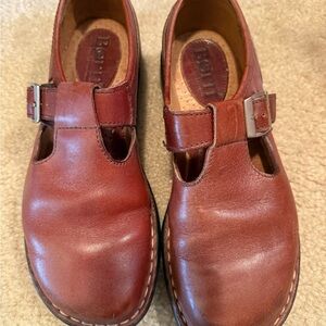Born Chestnut Leather Buckle Shoes